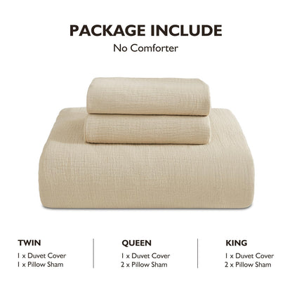 Cotton Muslin Duvet Cover Set Twin Lightweight Breathable Summer Bedding