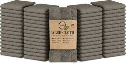 Cotton Washcloth Set 24 Pack Soft Absorbent Face Towels Ring Spun 12x12