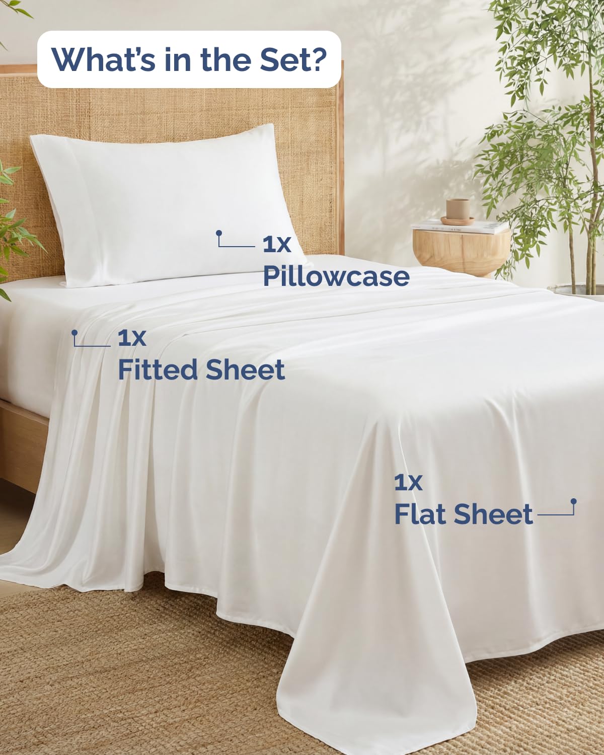 Bamboo Sheet Set Deep Pocket Breathable Bedding Set