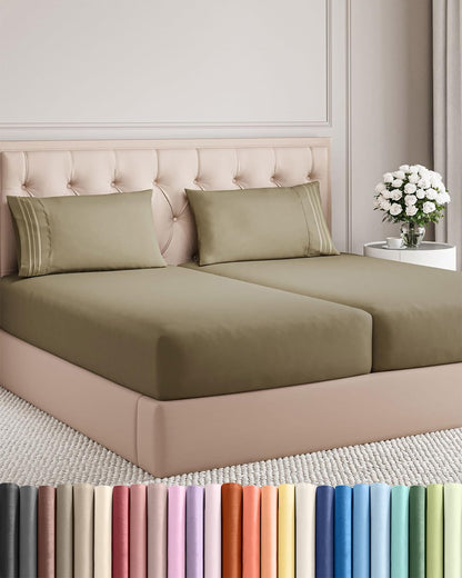 Cooling Sheet Set 4 Piece Ultra Soft Deep Pocket Breathable Bedding