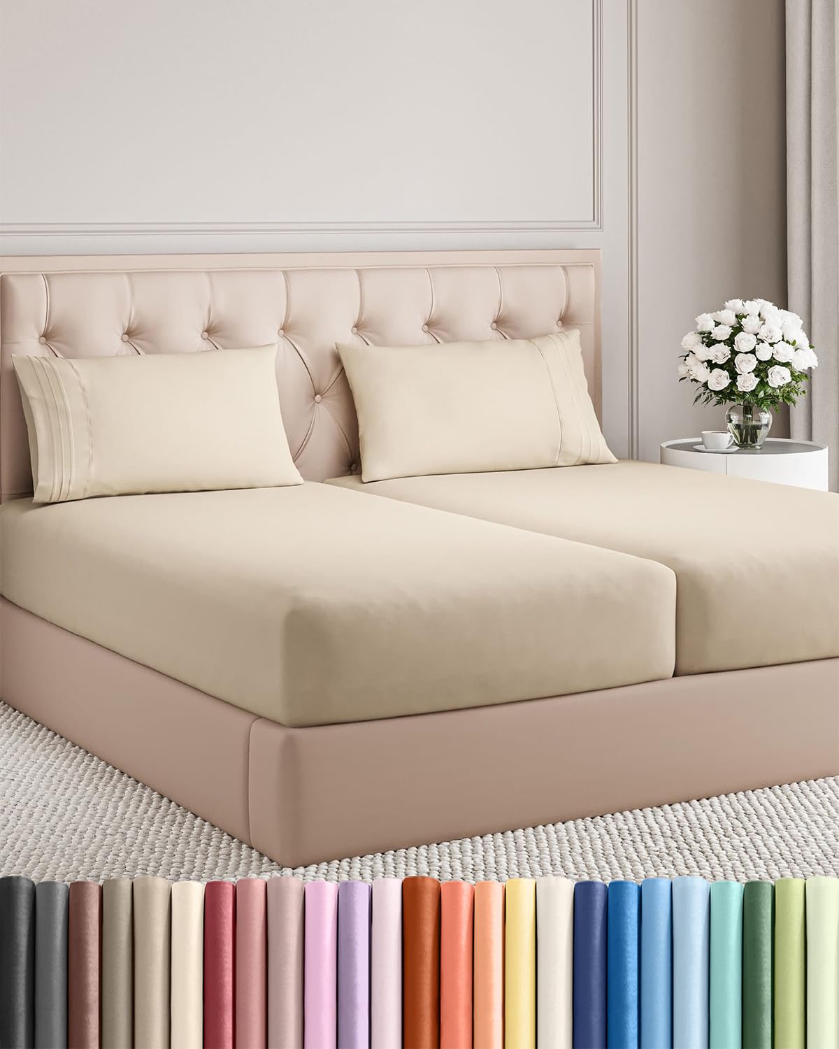 Cooling Sheet Set 4 Piece Ultra Soft Deep Pocket Breathable Bedding