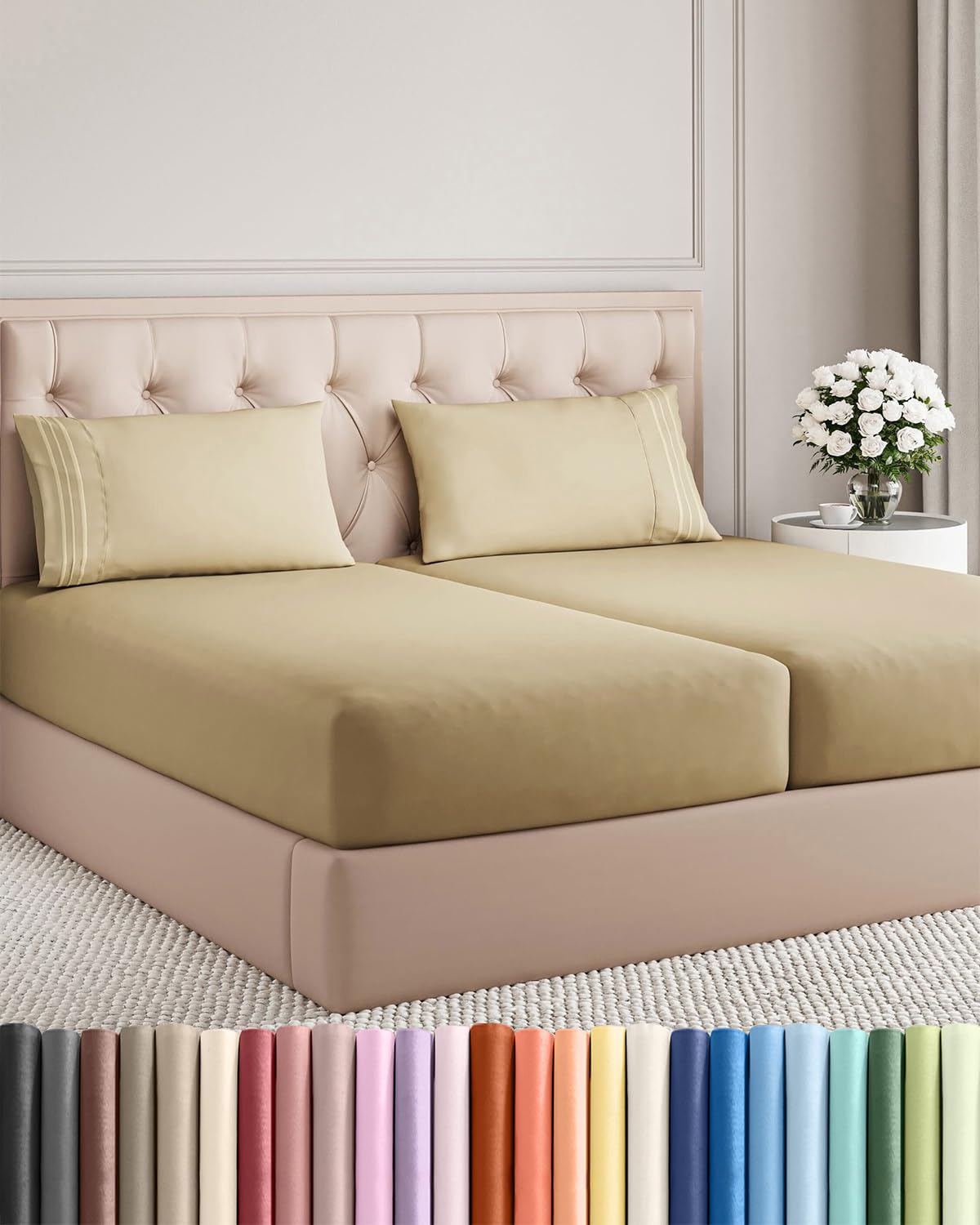 Cooling Sheet Set 4 Piece Ultra Soft Deep Pocket Breathable Bedding