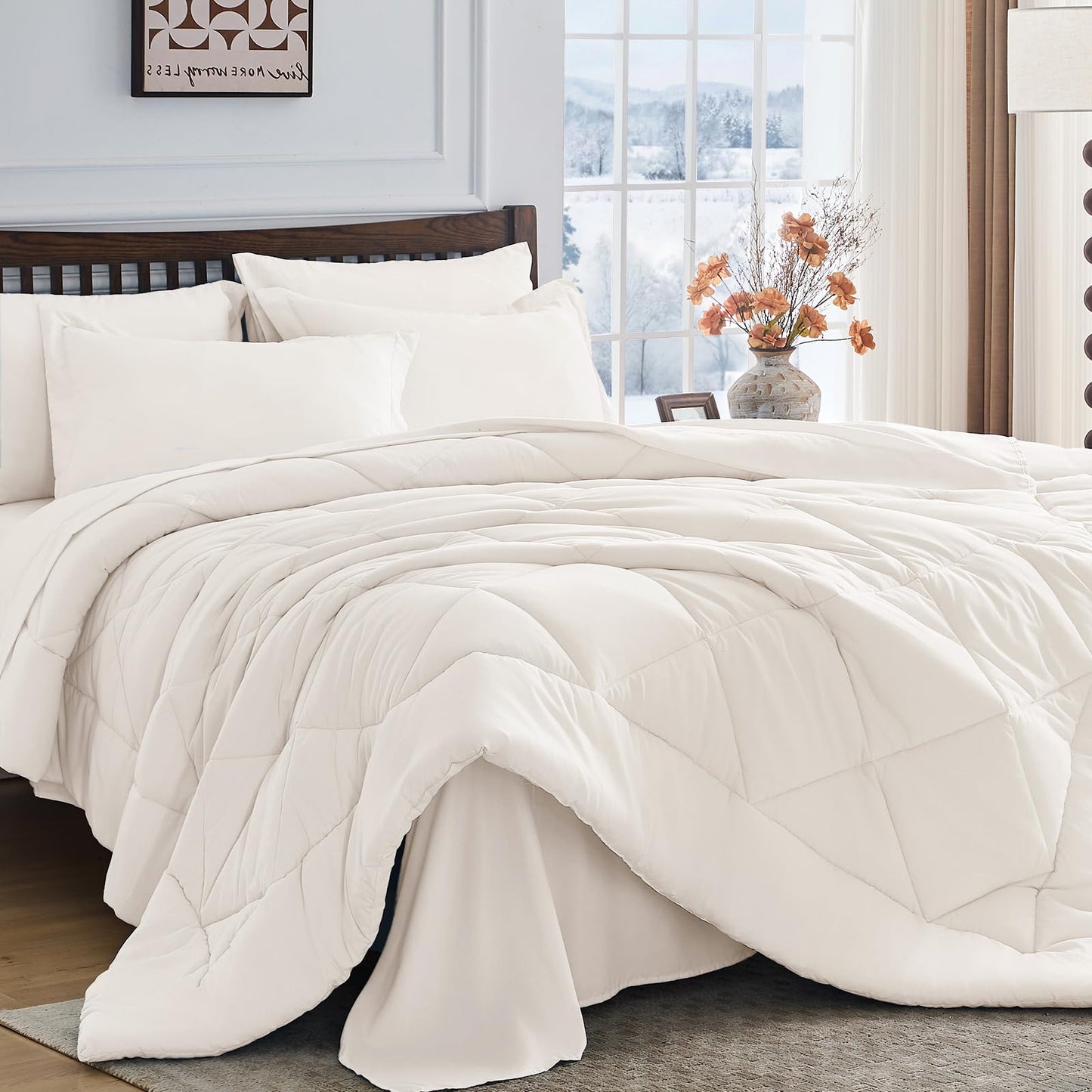 Comforter Set 7 Piece Bed in a Bag All Season Down Alternative Bedding