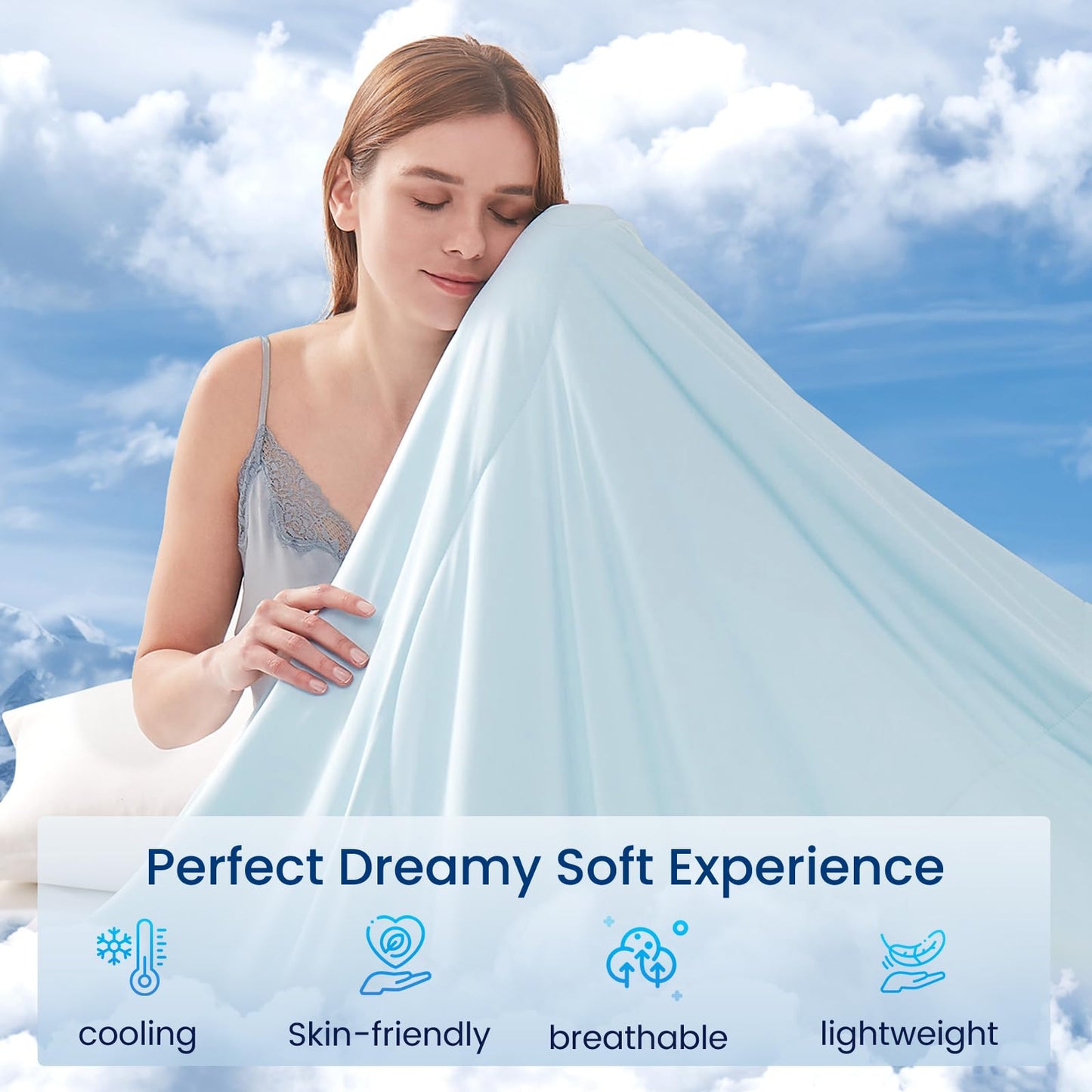 Cooling Comforter Double Sided Lightweight Ice Blanket Q-Max Breathable Summer Bedding