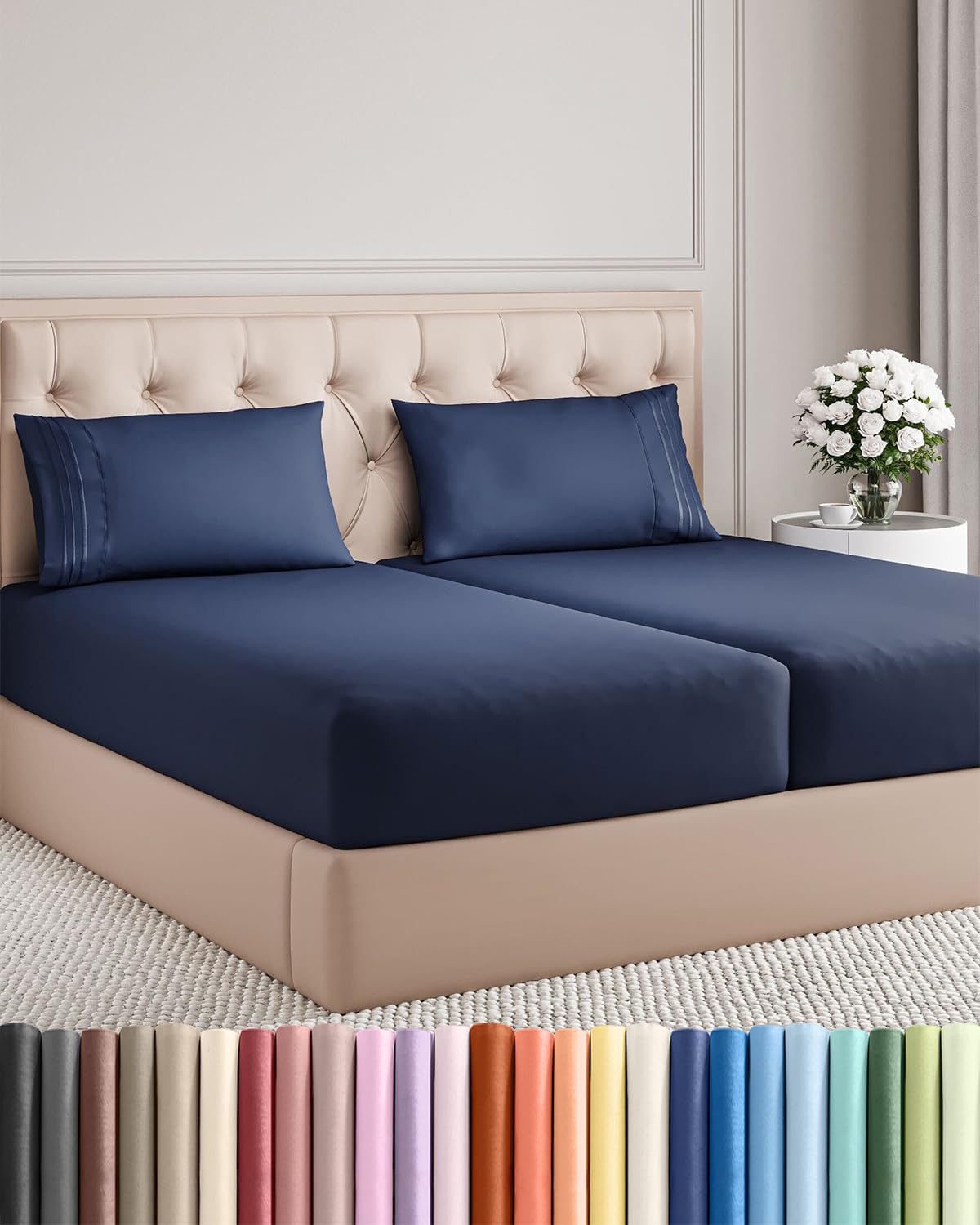 Cooling Sheet Set 4 Piece Ultra Soft Deep Pocket Breathable Bedding