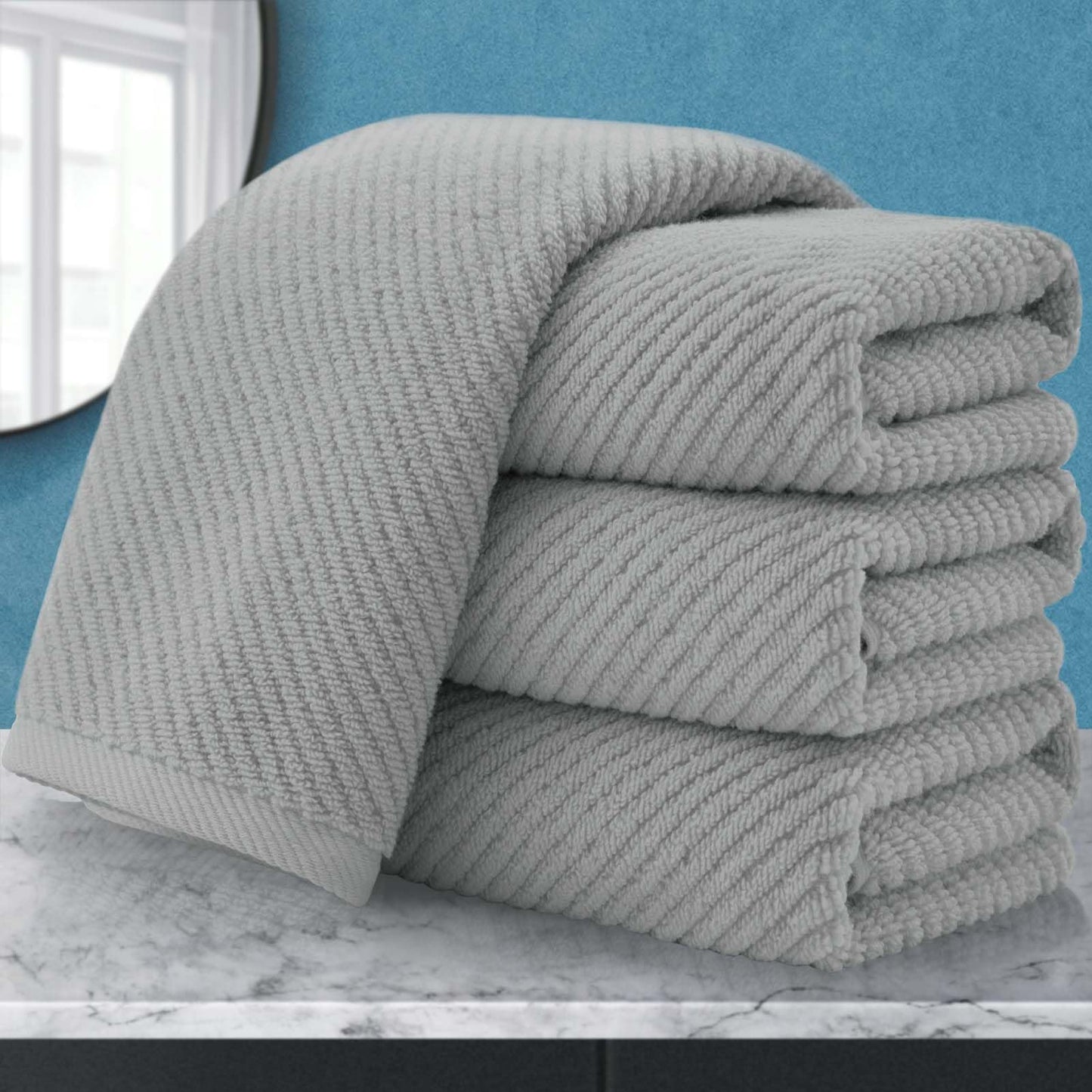 Cotton Bath Towel Set 6 Piece Soft Quick Dry Bathroom Towels Large Gift Set
