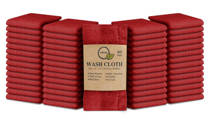 Cotton Washcloth Set 24 Pack Soft Absorbent Face Towels Ring Spun 12x12