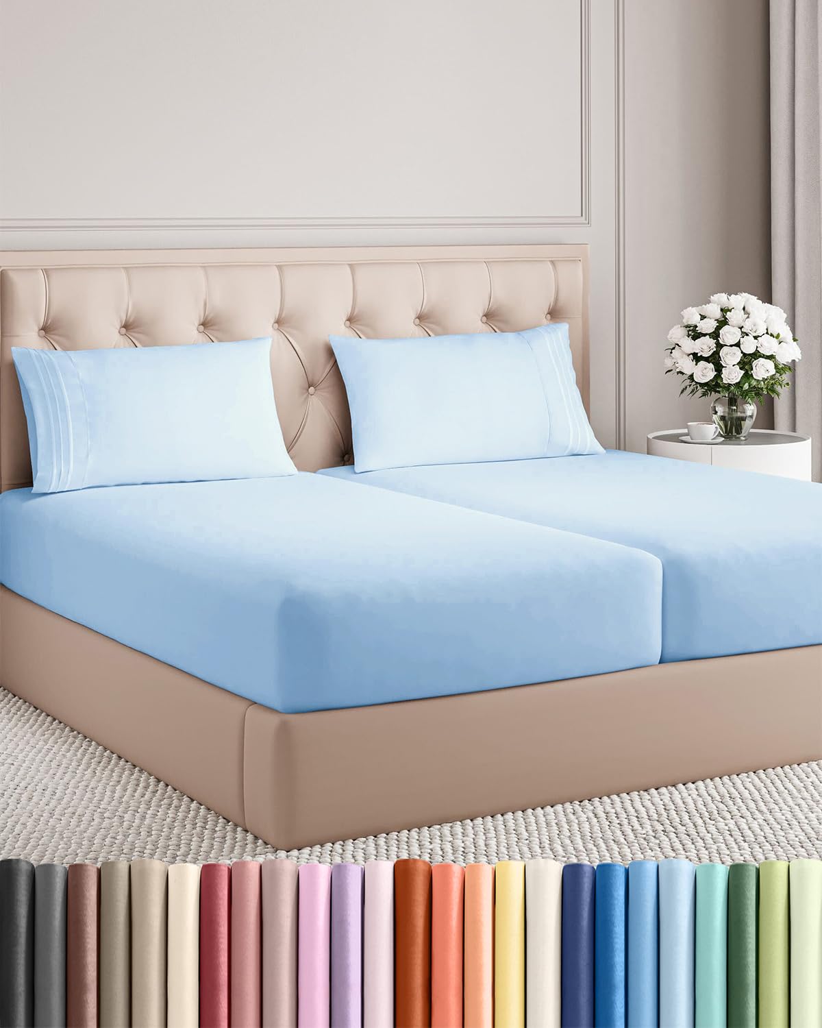Cooling Sheet Set 4 Piece Ultra Soft Deep Pocket Breathable Bedding