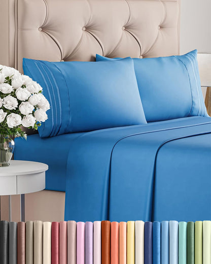 Cooling Sheet Set 4 Piece Ultra Soft Deep Pocket Breathable Bedding