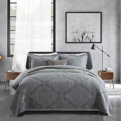 Floral Quilt Set 3 Piece Oversized Bedspread Coverlet Set Lightweight Bedding