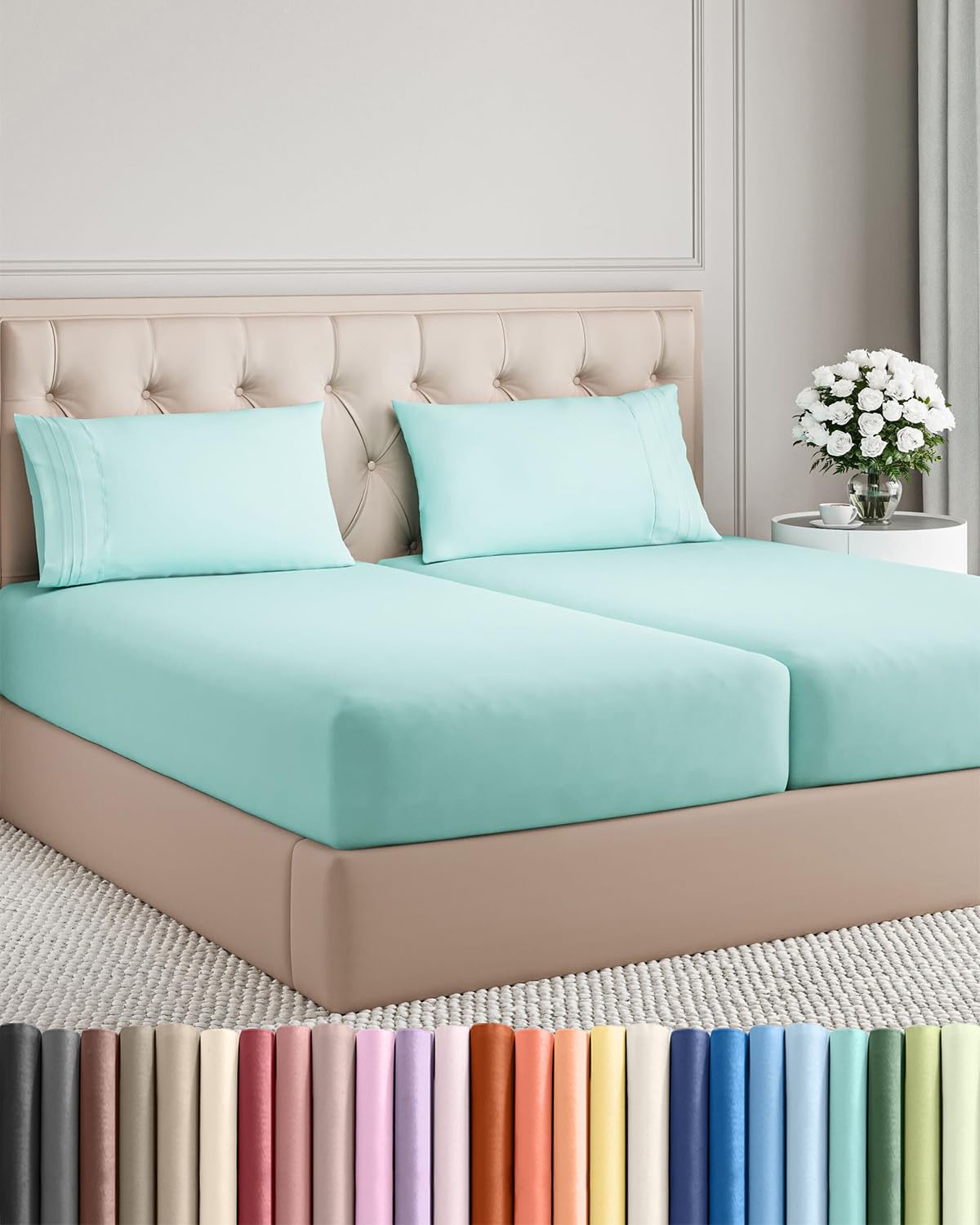 Cooling Sheet Set 4 Piece Ultra Soft Deep Pocket Breathable Bedding