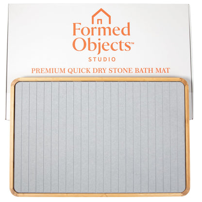 Diatomaceous Earth Stone Bath Mat Bamboo Trim Quick Dry Non Slip Bathroom Mat