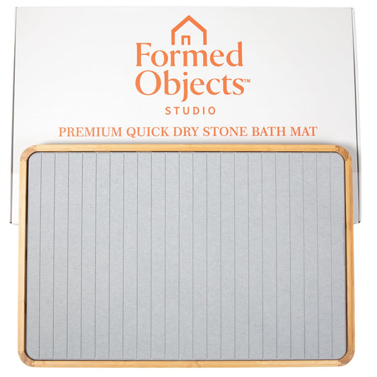 Diatomaceous Earth Stone Bath Mat Bamboo Trim Quick Dry Non Slip Bathroom Mat