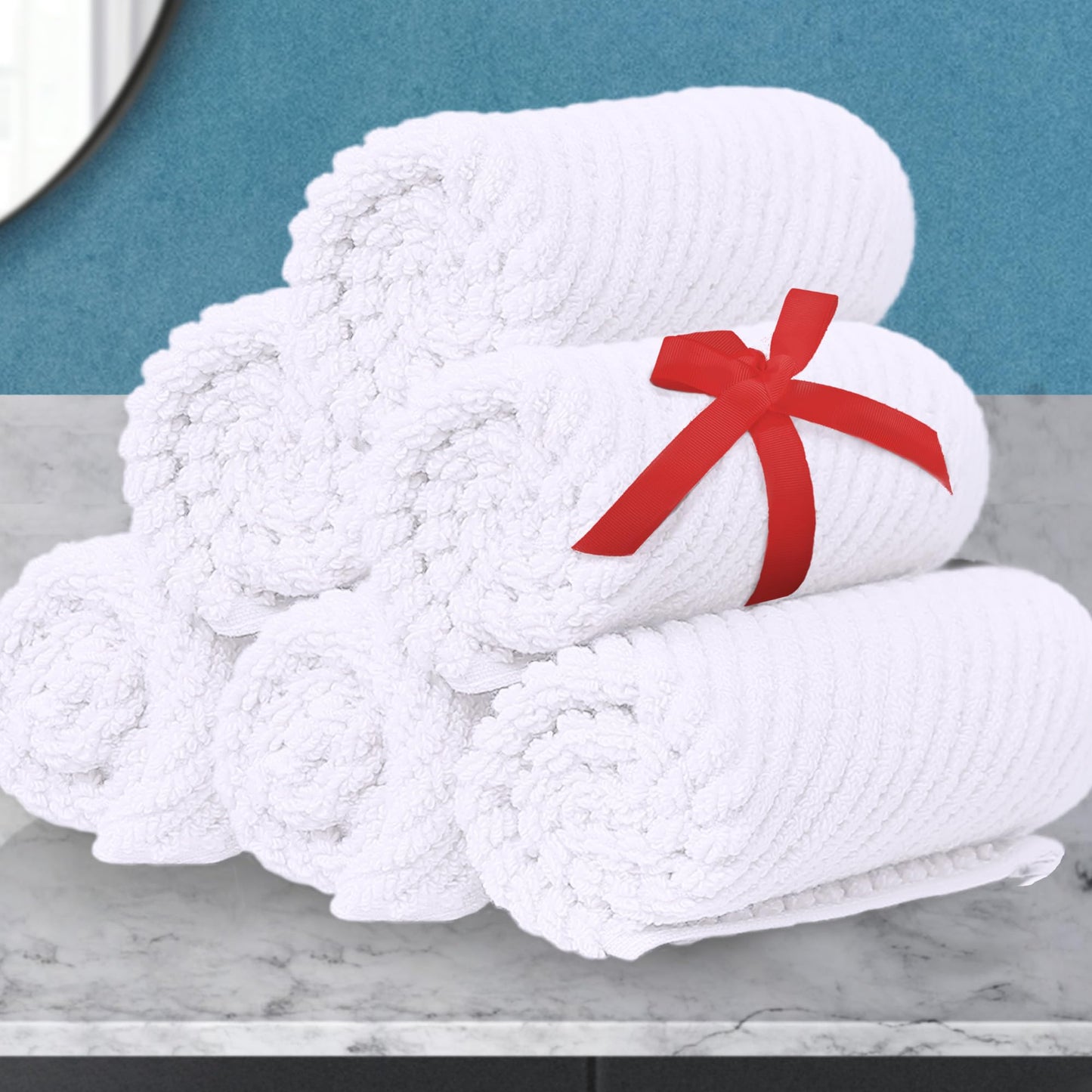 Cotton Bath Towel Set 6 Piece Soft Quick Dry Bathroom Towels Large Gift Set