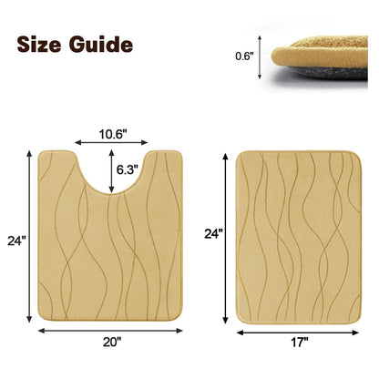 Memory Foam Bath Rug Set Non Slip Absorbent Quick Dry Bathroom Mat