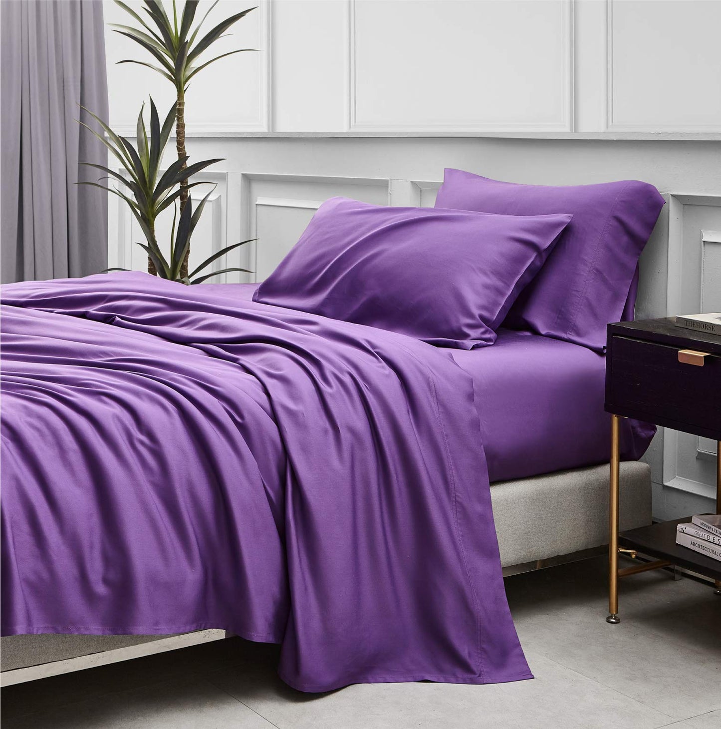 Bamboo Cooling Sheet Set Deep Pocket Silky Breathable Hotel Luxury Bedding