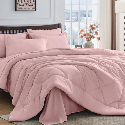Comforter Set 7 Piece Bed in a Bag All Season Down Alternative Bedding
