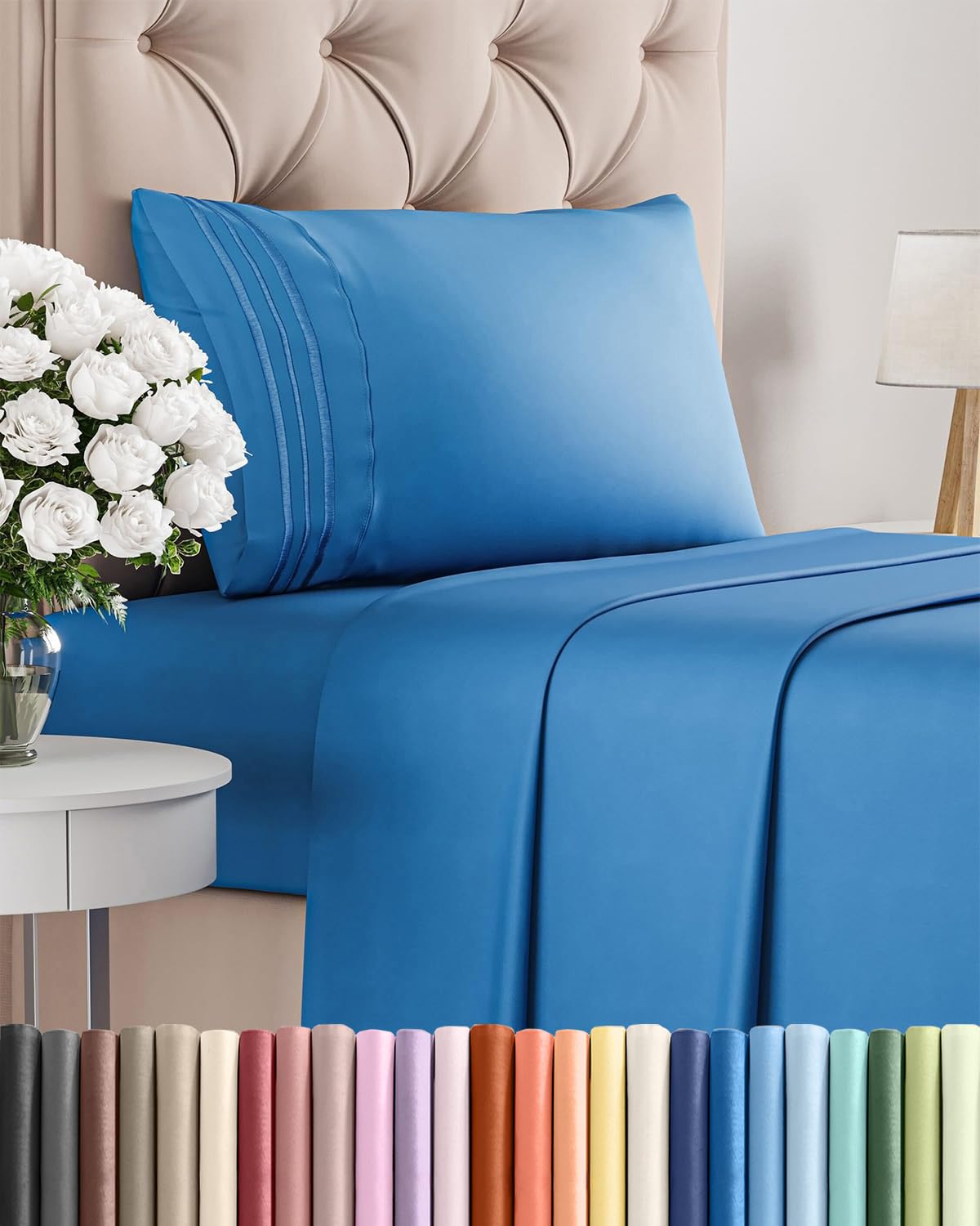 Cooling Sheet Set 4 Piece Ultra Soft Deep Pocket Breathable Bedding