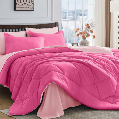 Comforter Set 7 Piece Bed in a Bag All Season Down Alternative Bedding