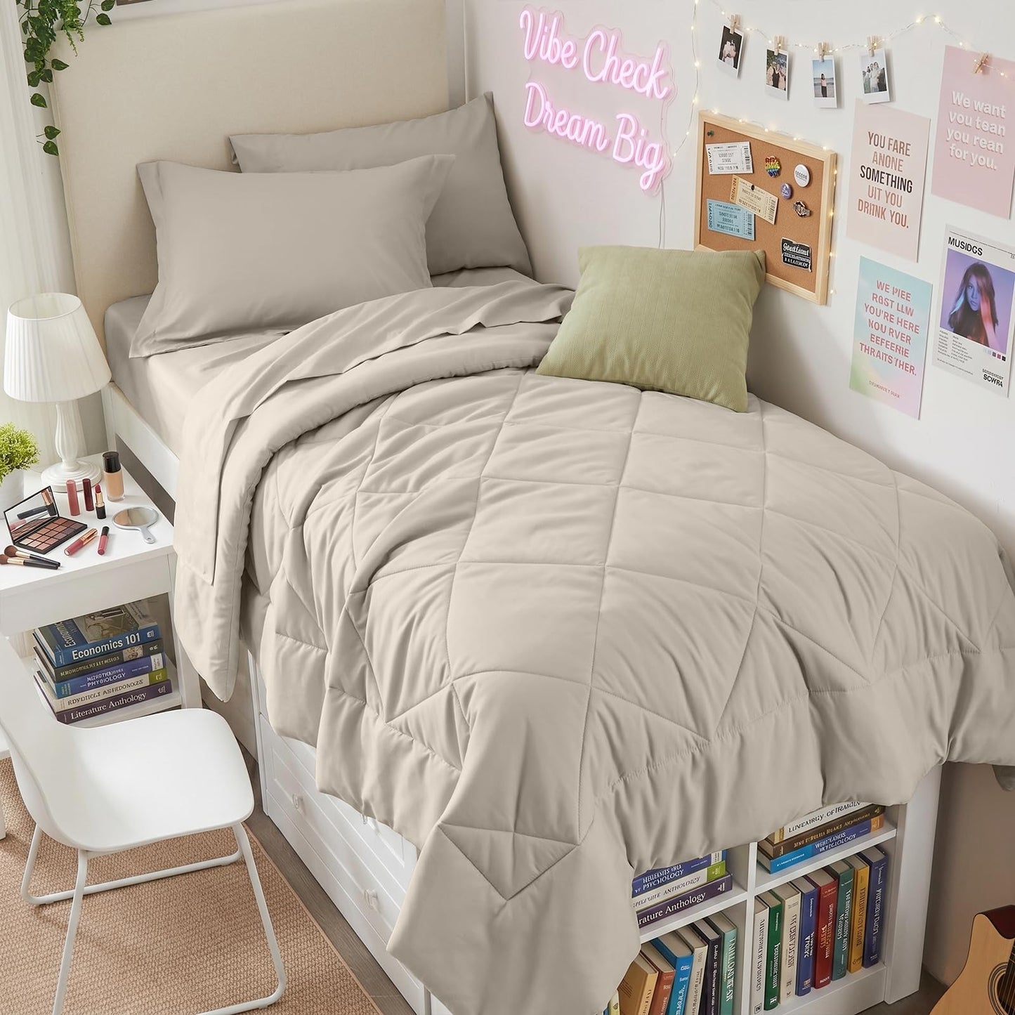 Comforter Set 7 Piece Bed in a Bag All Season Down Alternative Bedding