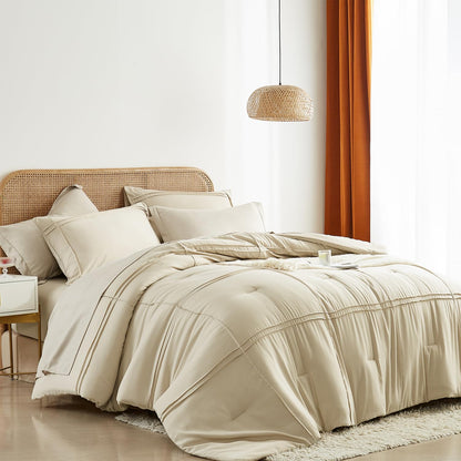Yogeneg Grid Pinch Pleat Twin Full Queen King Comforter Set