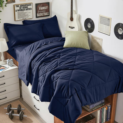 Comforter Set 7 Piece Bed in a Bag All Season Down Alternative Bedding