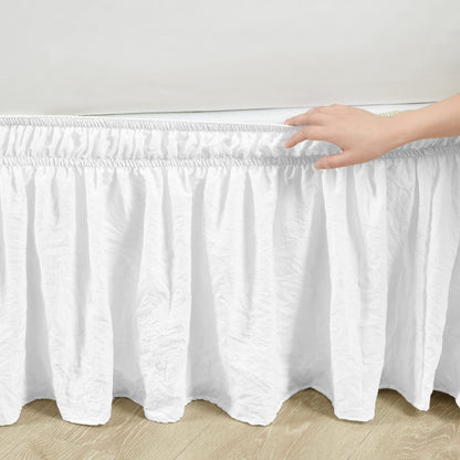 Ruched Ruffle Bed Skirt Elastic Wrap Around Bedding Dust Ruffle