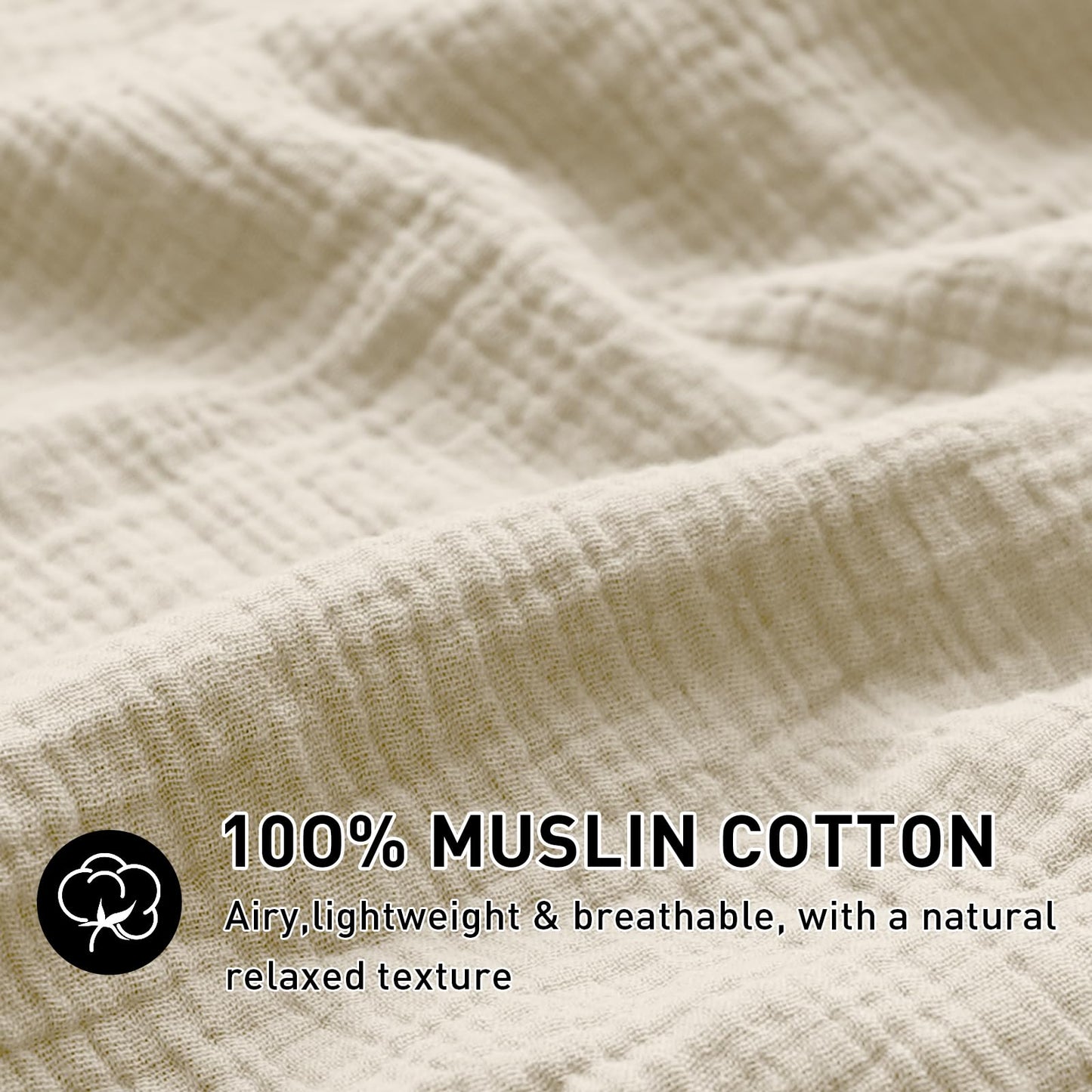Cotton Muslin Duvet Cover Set Twin Lightweight Breathable Summer Bedding