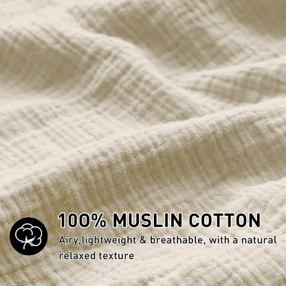 Cotton Muslin Duvet Cover Set Twin Lightweight Breathable Summer Bedding