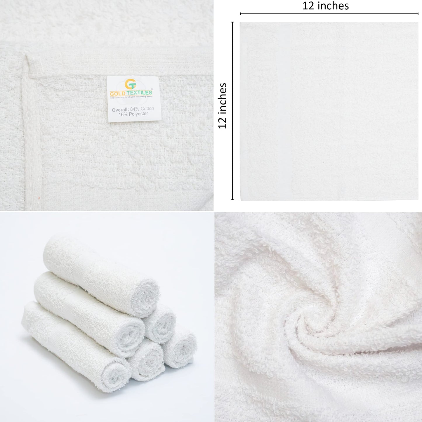 Cotton Washcloth Set 12x12 Kitchen Cleaning Cloths Commercial Grade Towels