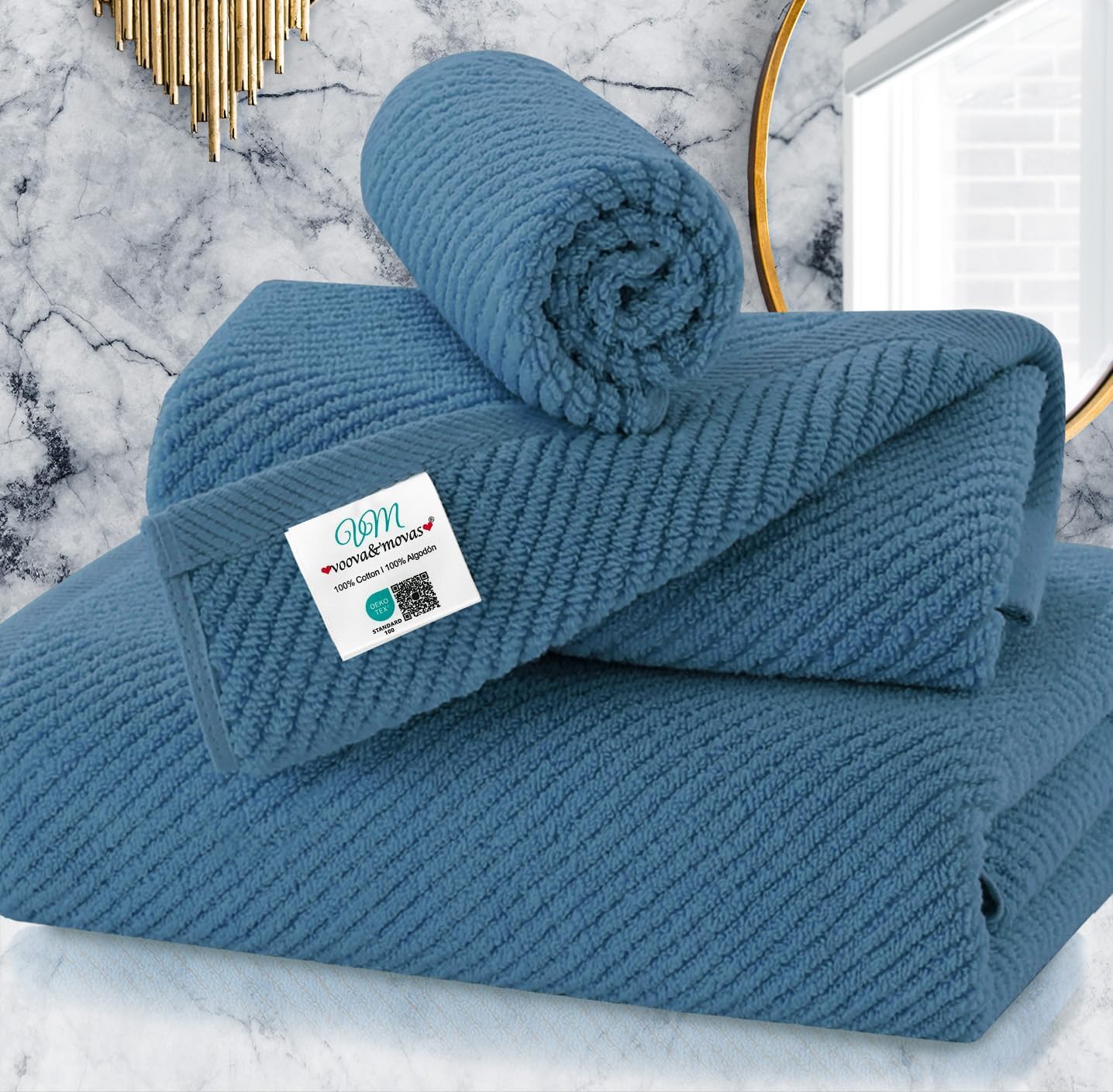 Cotton Bath Towel Set 6 Piece Soft Quick Dry Bathroom Towels Large Gift Set