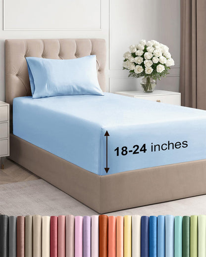 Bamboo Cooling Sheet Set Deep Pocket Breathable Bed Sheets 4 Piece