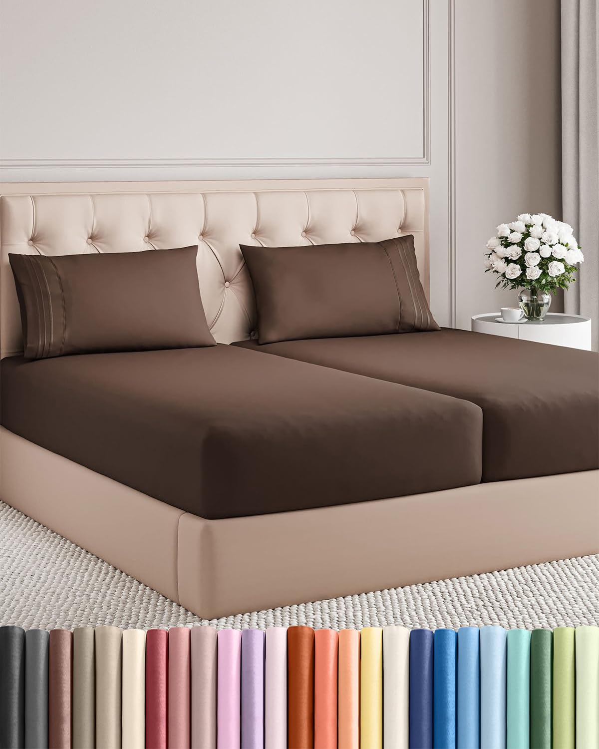 Cooling Sheet Set 4 Piece Ultra Soft Deep Pocket Breathable Bedding