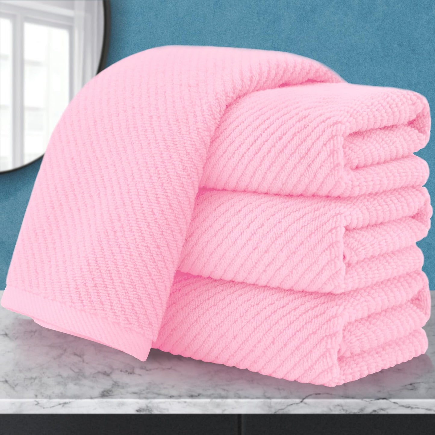 Cotton Bath Towel Set 6 Piece Soft Quick Dry Bathroom Towels Large Gift Set