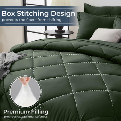Comforter Set 7 Piece Bed in a Bag All Season Down Alternative Bedding