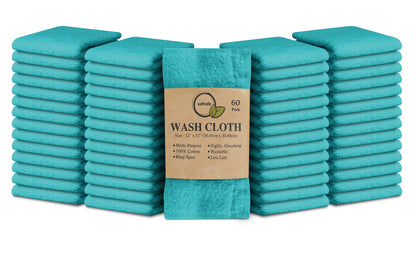 Cotton Washcloth Set 24 Pack Soft Absorbent Face Towels Ring Spun 12x12