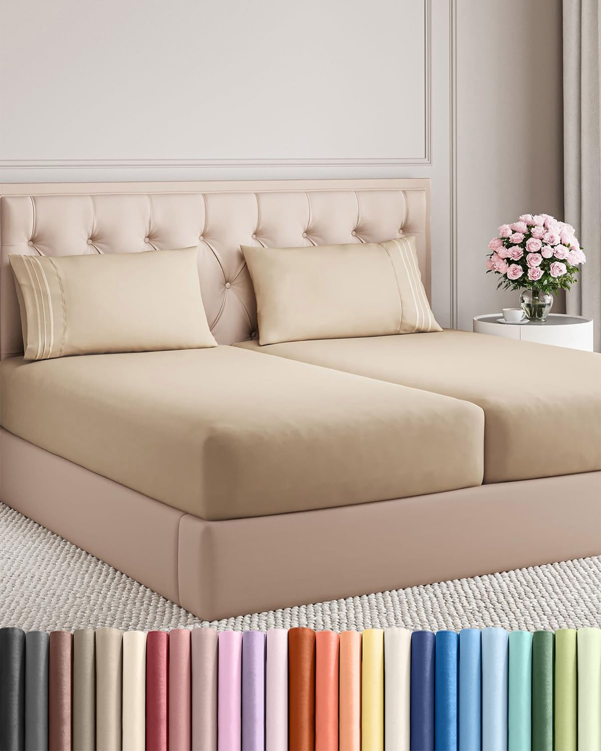 Cooling Sheet Set 4 Piece Ultra Soft Deep Pocket Breathable Bedding
