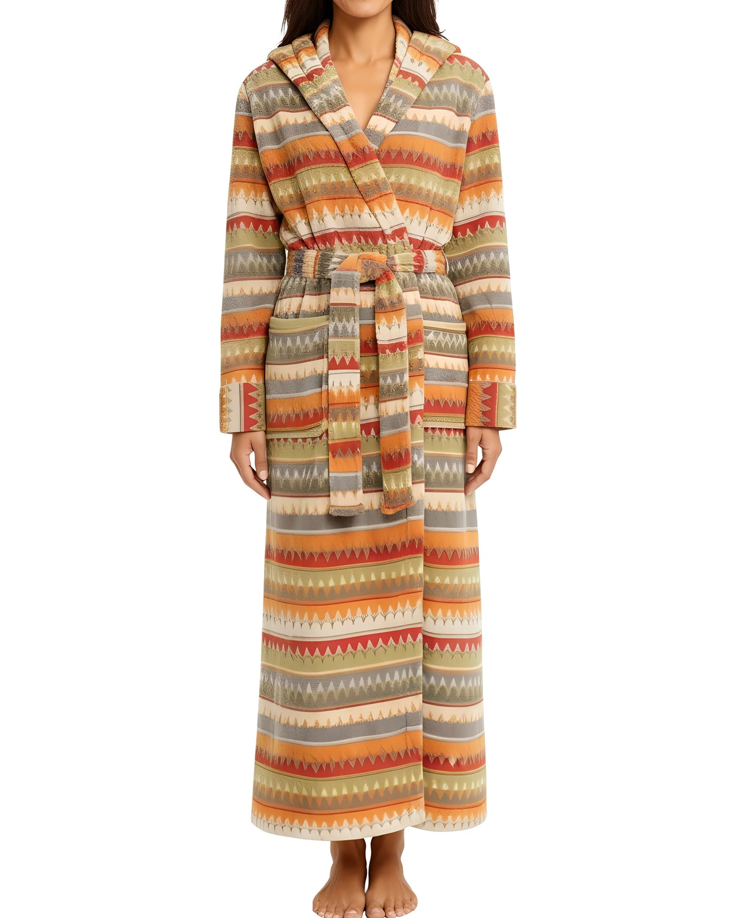 Plush Fleece Hooded Bathrobe Women Long Plus Size Soft Lounge Robe