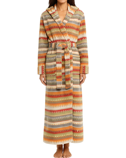 Plush Fleece Hooded Bathrobe Women Long Plus Size Soft Lounge Robe