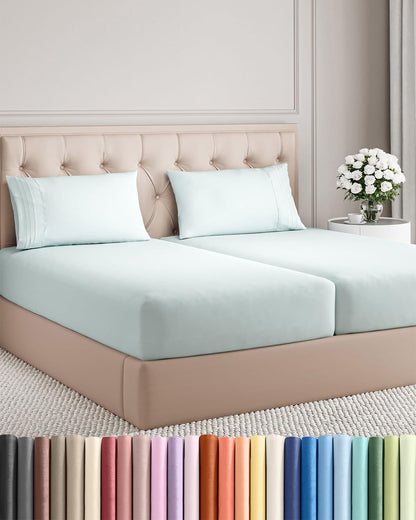 Cooling Sheet Set 4 Piece Ultra Soft Deep Pocket Breathable Bedding