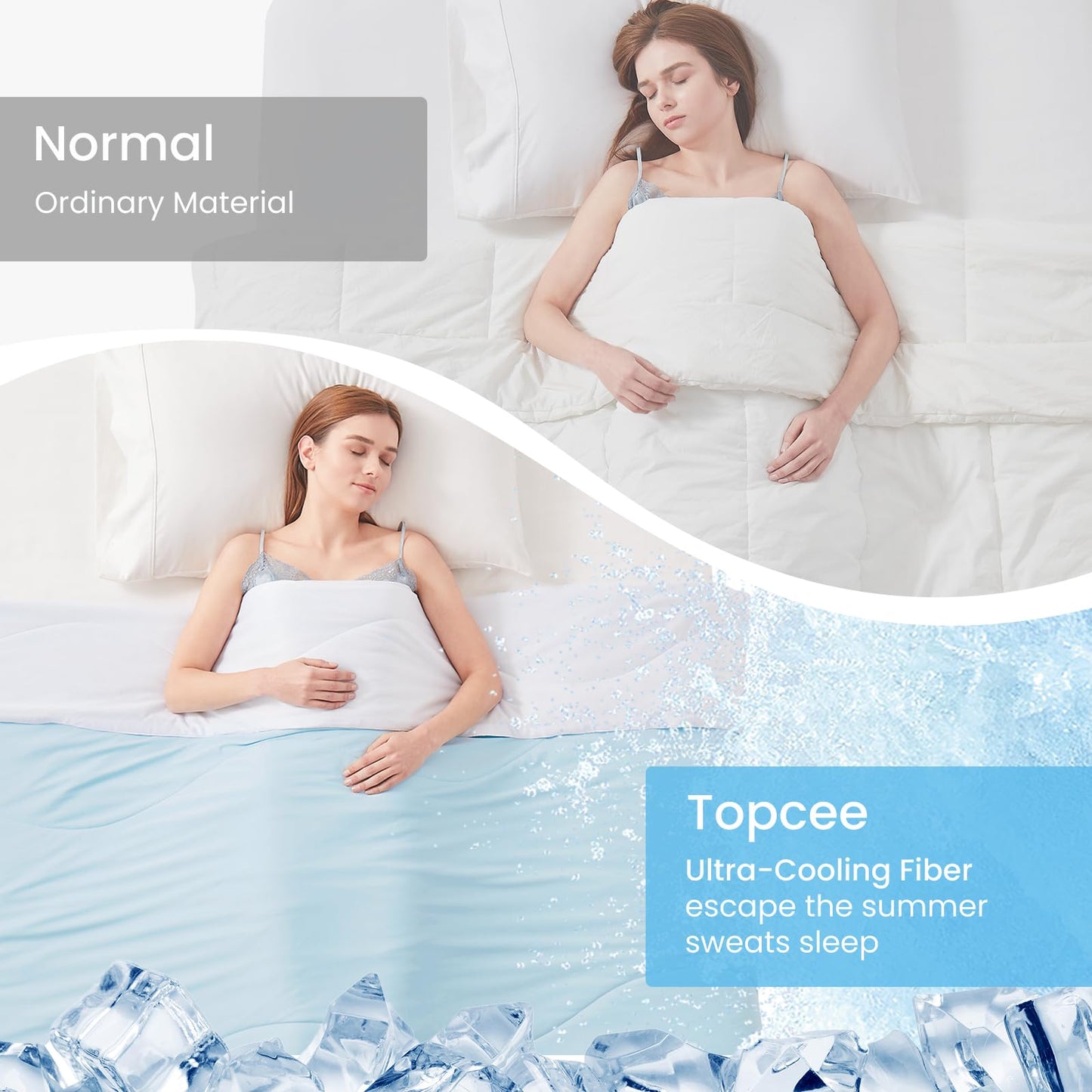 Cooling Comforter Double Sided Lightweight Ice Blanket Q-Max Breathable Summer Bedding