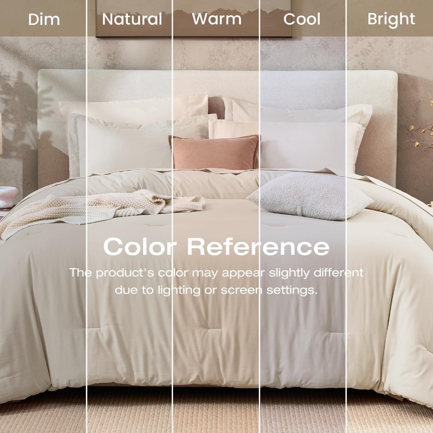 Washed Cotton Comforter Set 7 Piece Bed in a Bag Soft Breathable Bedding