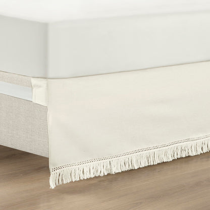 Lush Decor Boho Fringe 15-Inch Tailored Drop Easy Fit Bedskirt