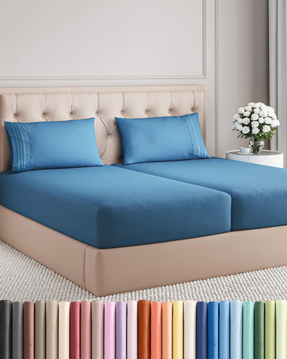 Cooling Sheet Set 4 Piece Ultra Soft Deep Pocket Breathable Bedding