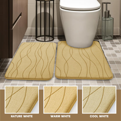 Memory Foam Bath Rug Set Non Slip Absorbent Quick Dry Bathroom Mat
