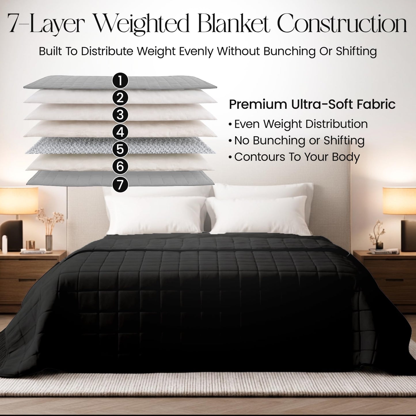 Weighted Blanket 400 Thread Count All Season Bed Throw Premium Comfort