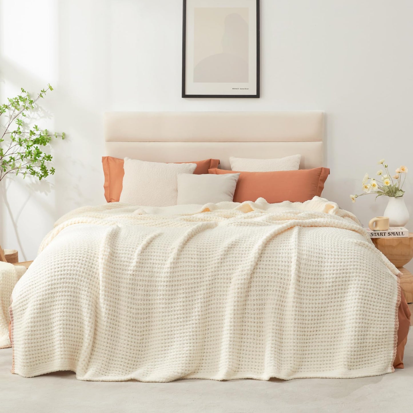 Waffle Throw Blanket Ultra Soft Lightweight Couch Bed Sofa Blanket