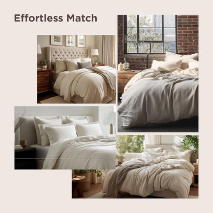 Soft Prewashed Duvet Cover Set Zipper Closure Pillow Covers Lightweight Bedding