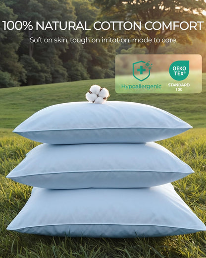 Cotton Zippered Pillow Protectors Bed Bug Proof Breathable Pillow Covers