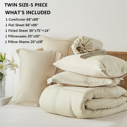 Yogeneg Grid Pinch Pleat Twin Full Queen King Comforter Set
